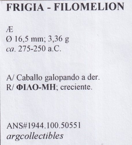 Frigia-Filomelion Moneda AE ac.275-250 a.C ANS-1944,100.50551 - Imagen 2
