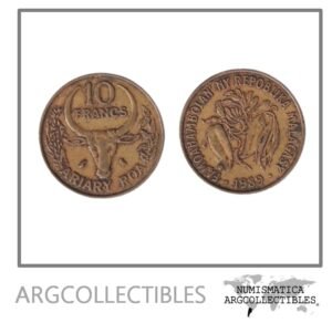 Madagascar Moneda 10 Francos 1989 Bronce KM-11 FAO VF