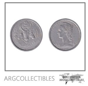 Madagascar Moneda 2 Francos 1948 Aluminio KM-4 VF+