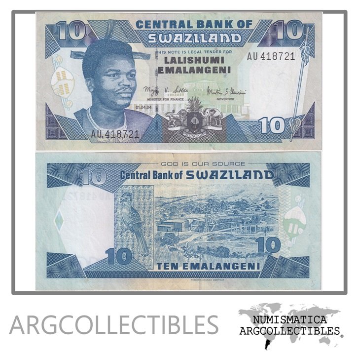 Swaziland Billete 10 Emalangeni 2004 P-29b AU