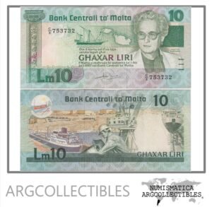 Malta Billete 10 Liri 1986 P-39 XF