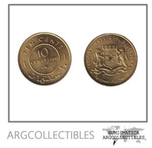 Somalia Moneda 10 Centesimi 1967 Laton KM-7 AU