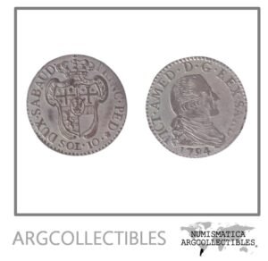 Italia Savoya Moneda 10 Soldo 1794 Plata KM-92 Victor Amadeo III
