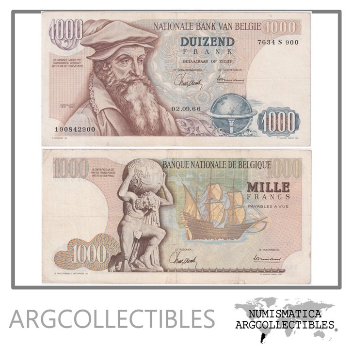 Belgica Billete 1.000 Francos 1966 P-136 VF+