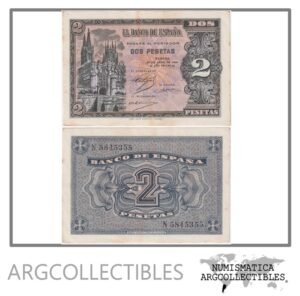 España Billete 2 Pesetas 1938 P-109 AU (Manchas)