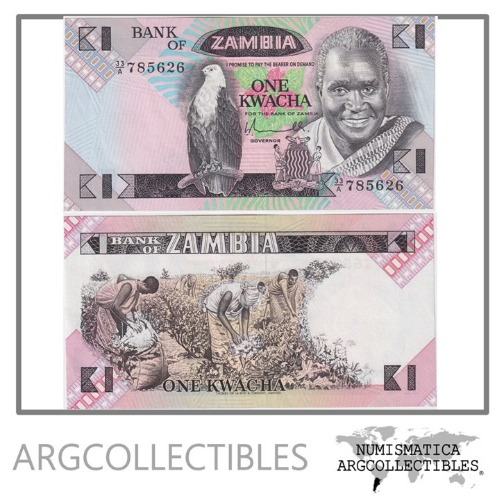 Zambia Billete 1 Kwacha 1980 P-23a UNC