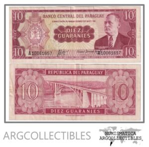 Paraguay Billete 10 Guaranies 1963 P-196a(2) VF+ (Villamayor-Acosta)