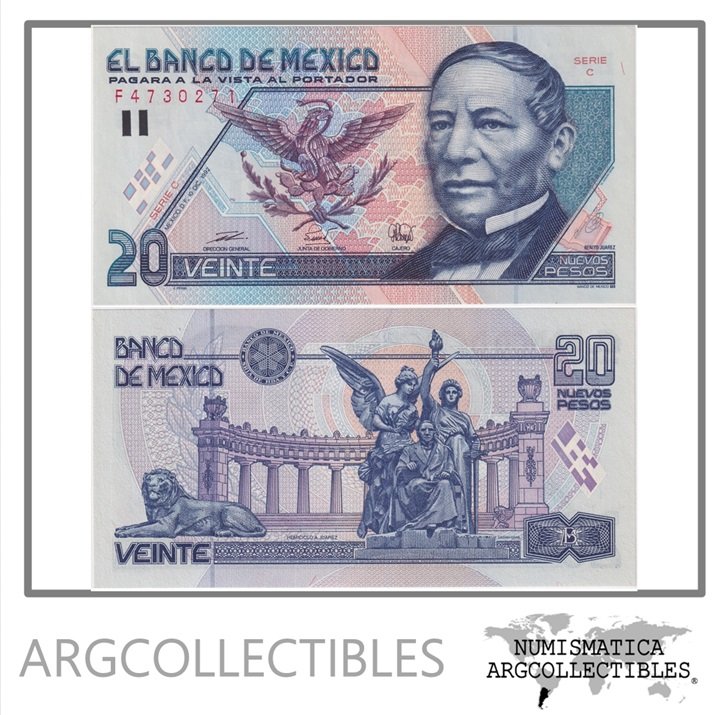 Mexico Billete 20 Pesos 1992 P-100 UNC (Serie C)
