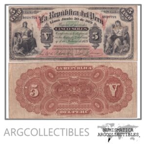 Peru Billete 5 Soles 1879 P-3(2) VF