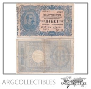 Italia Billete 10 Liras 1888 P-20F VF