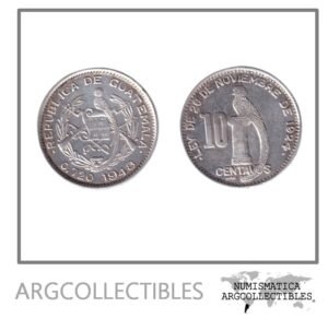 Guatemala Moneda 10 Centavos 1948 Plata 720 KM-239.1 AU