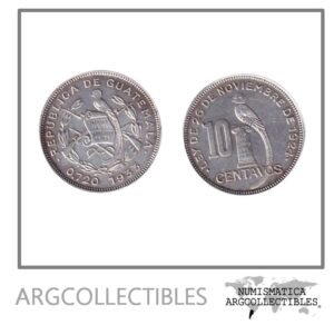 Guatemala Moneda 10 Centavos 1933 Plata 720 KM-239.2 XF+