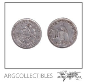 Guatemala Moneda 10 Centavos 1929 Plata 720 KM-239.2 VF+