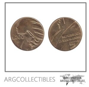 San Marino Moneda 200 Liras 1990 Laton KM-255 UNC