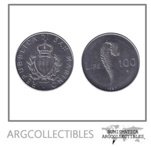 San Marino Moneda 100 Liras 1987 Acero KM-207 UNC