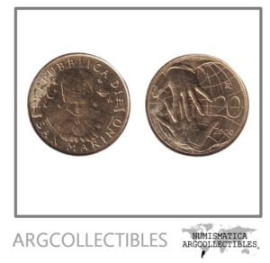 San Marino Moneda 20 Liras 2000 Laton KM-400 UNC