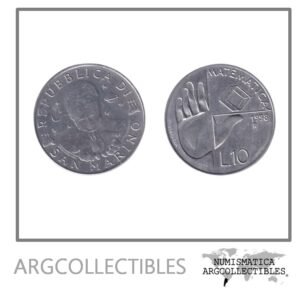 San Marino Moneda 10 Liras 1998 Aluminio KM-378 UNC