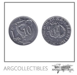 San Marino Moneda 10 Liras 1989 Aluminio KM-234 UNC