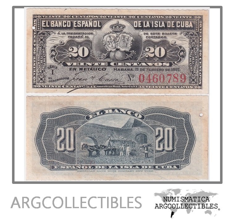 Cuba Billete 20 Centavos 1897 P-53 AU