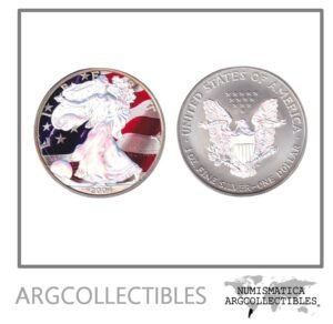 USA Moneda 1 Dolar 2004 Plata 999 Liberty UNC (Color-Bandera)