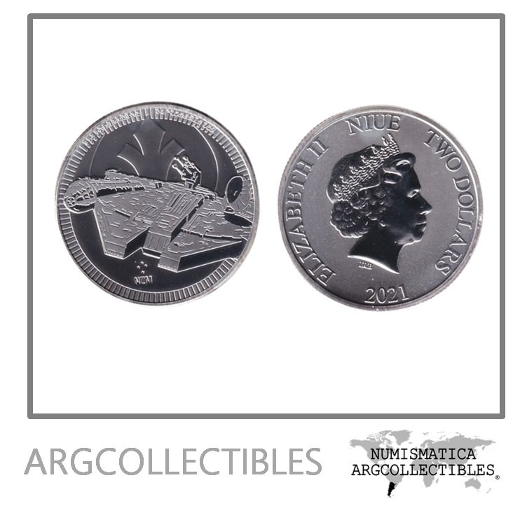 Niue Moneda 2 Dolares 2021 Plata 999 Star Wars Nave Proof