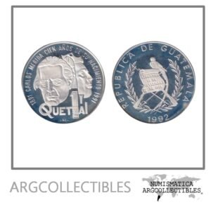 Guatemala Moneda 1 Quetzal 1992 Plata 925 Carlos Merida Proof