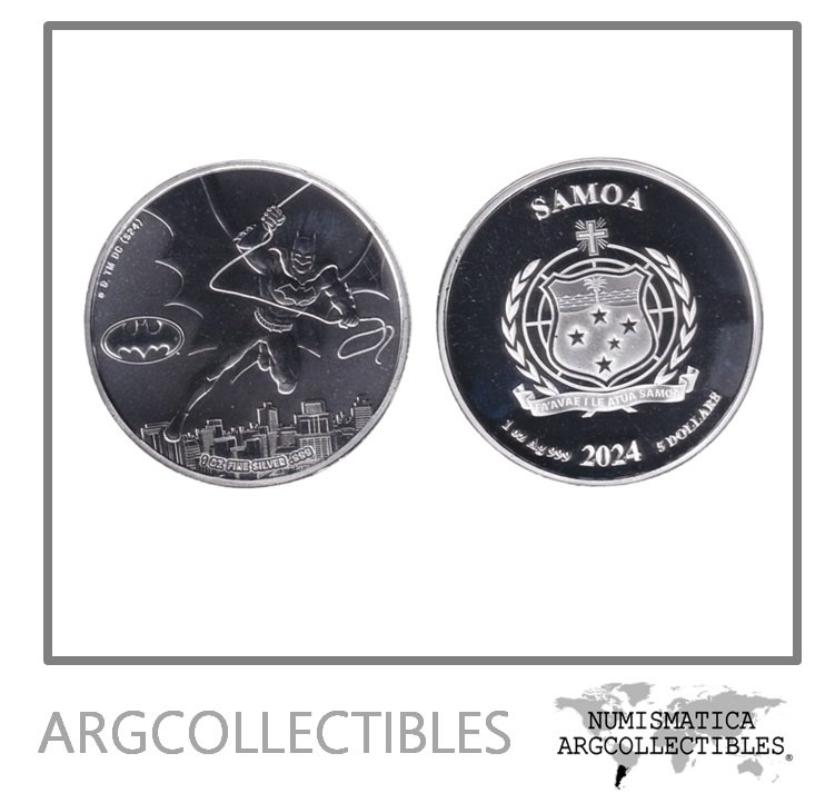Samoa Moneda 5 Dolares 2024 Plata 999 Batman Proof