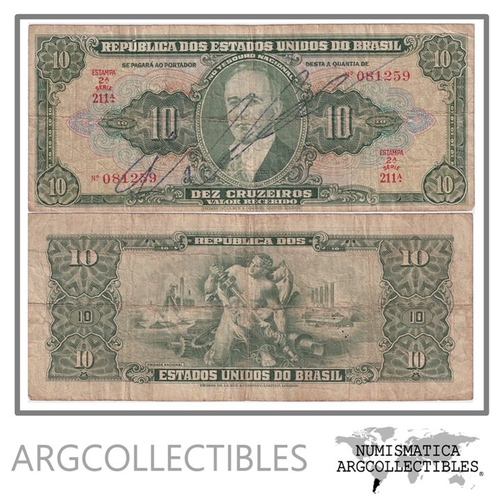Brasil Billete 10 Cruzeiros 1950 P-143/C-075 VF