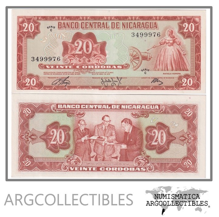 Nicaragua Billete 20 Cordobas 1972 P-124 UNC