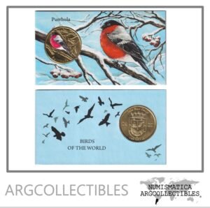 Isla San Felix Blister Moneda 1 Dolar 2022 Laton Color Pajaro Purrhula UNC