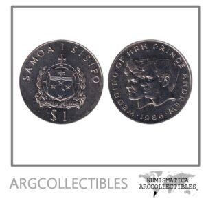 Samoa Moneda 1 Tala 1986 Matrimonio del Principe Andres y Sarah Ferguson Niquel KM-63 UNC
