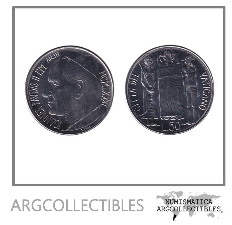 Vaticano Moneda 50 Liras 1981 Papa Juan Pablo II Acero KM-157 UNC