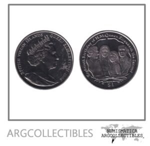 Islas Vírgenes Británicas Moneda 1 Dolar 2006 Niquel 80 Aniversario Reina Isabel II UNC