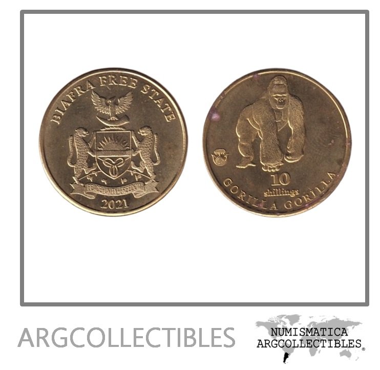 Biafra Moneda 10 Shilling 2021 Gorila Laton AU