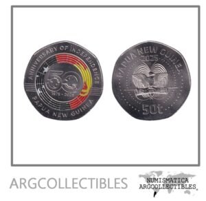 Papua Nueva Guinea Moneda 50 Toea 2025 Niquel Color 50 Aniversario Independencia UNC