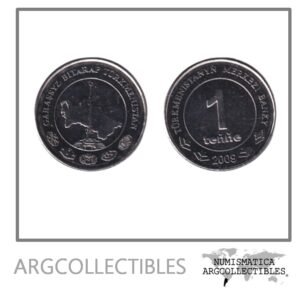 Turkmenistan Moneda 1 Tenge 2009 Monumento a la Independencia Acero KM-95 UNC