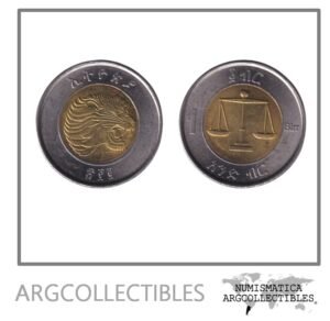 Etiopia Moneda 1 Birr 2010 Bimetalica Leon KM-78 UNC