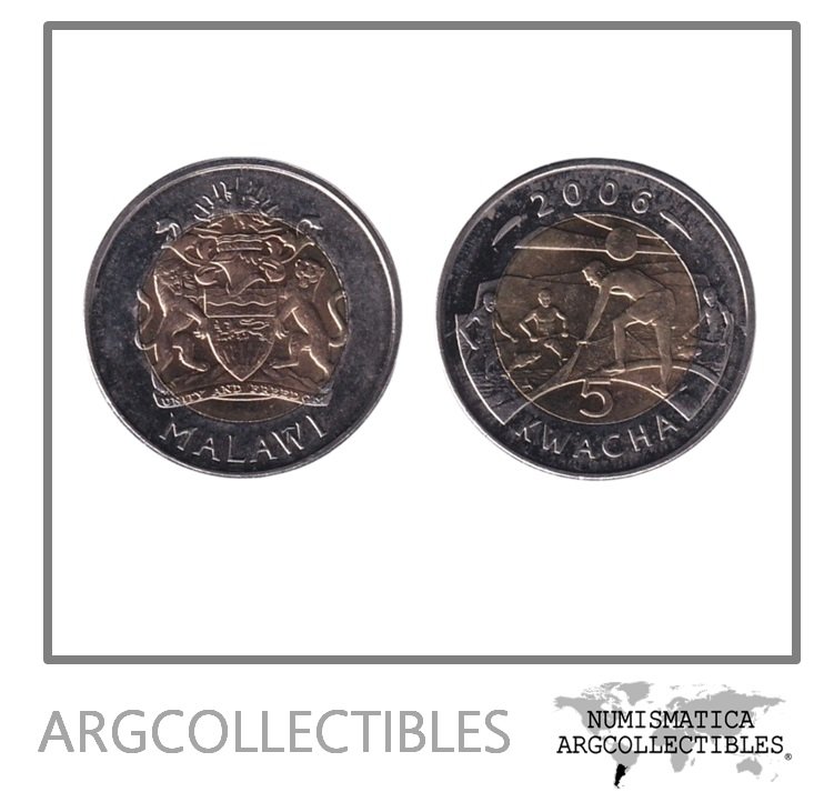 Malawi Moneda 5 Kwacha 2006 Bimetalica KM-57 UNC