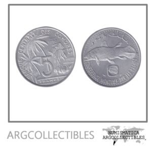 Comores Moneda 5 Francos 1992 FAO Aluminio KM-15 UNC