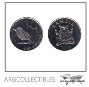 Zambia Moneda 1 Kwacha 2012 Acero Pajaro Barbudo KM-209 UNC