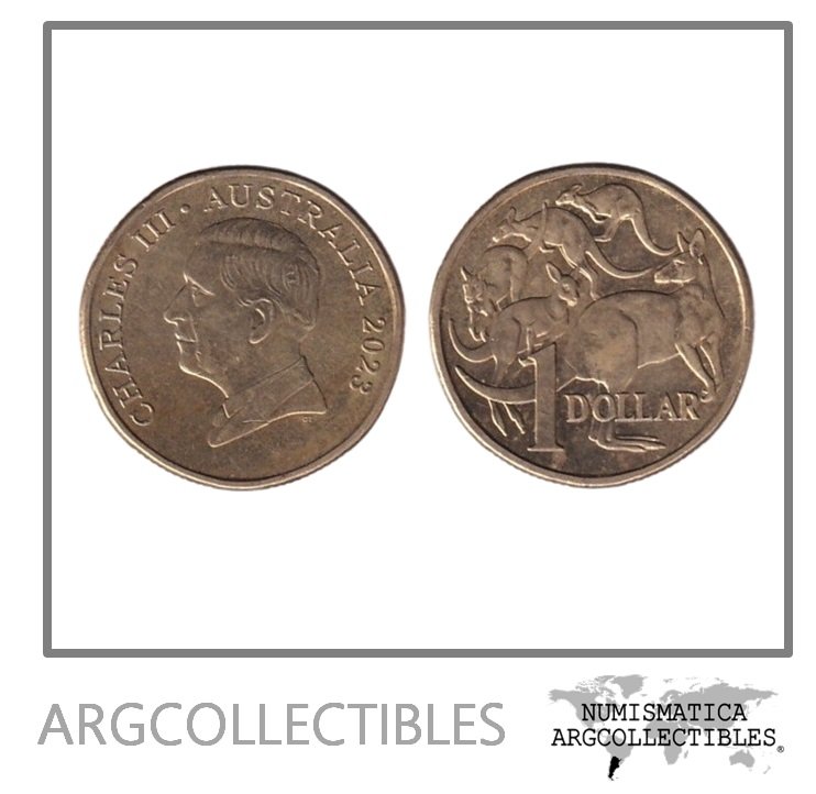 Australia Moneda 1 Dolar 2023 Laton Canguro Rey Carlos III AU