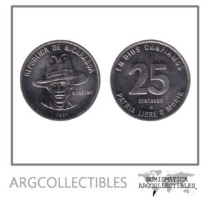 Nicaragua Moneda 25 Centavos 1981 Sandino Acero KM-51 UNC
