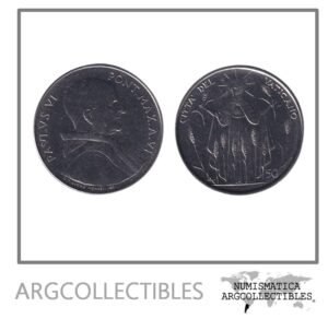 Vaticano Moneda 50 Liras 1968 Papa Pablo VI KM-105 Acero UNC