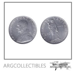 Vaticano Moneda 10 Liras 1964 Acero Papa Pablo VI KM-79 UNC
