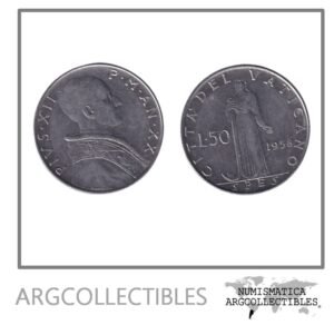 Vaticano Moneda 50 Liras 1958 Papa Pio XII Acero KM-54 UNC
