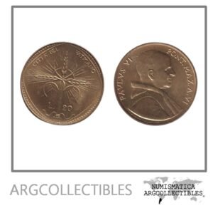 Vaticano Moneda 20 Liras 1968 Papa Pablo VI Bronce KM-104 UNC