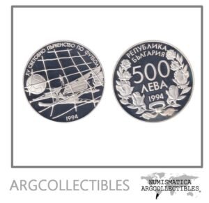 Bulgaria Moneda 500 Leva 1994 Mundial Futbol USA 94 Plata 925 KM-211 Proof