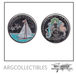 Bahamas Moneda 25 Centavos 2024 Niquel Color 50 Aniversario UNC