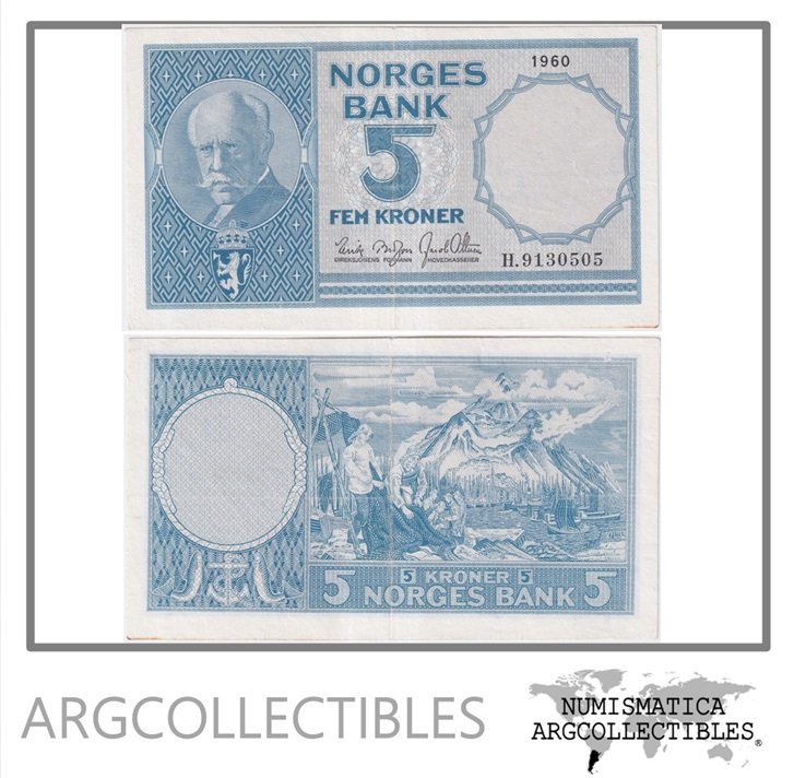 Noruega Billete 5 Kroner 1960 P-30g VF+
