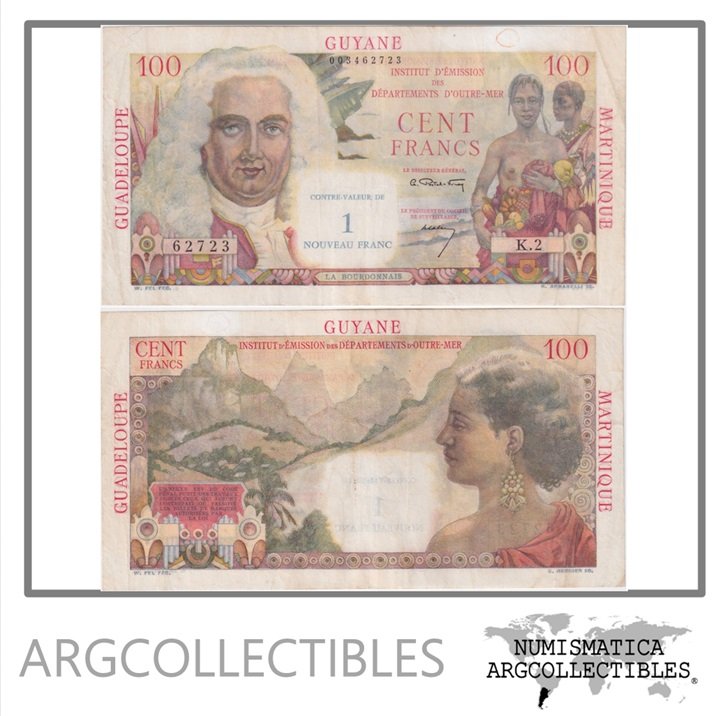 Antillas Francesas Billete 1 Nuevo Franco 1961 P-1 VF